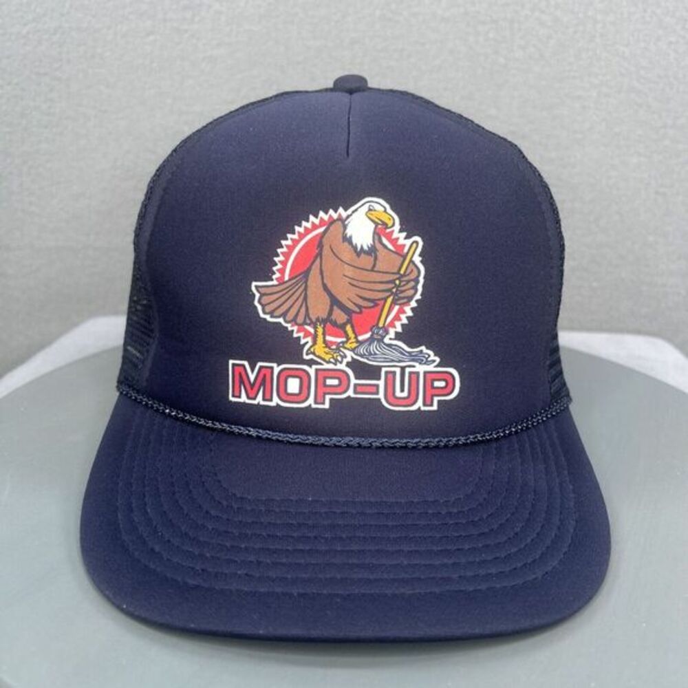 Vtg‎ Patriotic Eagle Hat Snapback Trucker Baseball Cap USA Squad Mop Up American